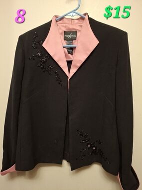 Positive Attitude Black Blazer with Pink Trim